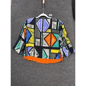 Dorothy Schoelen Platinum Shirt Womens Small Geometric Cropped Boxy Made in USA